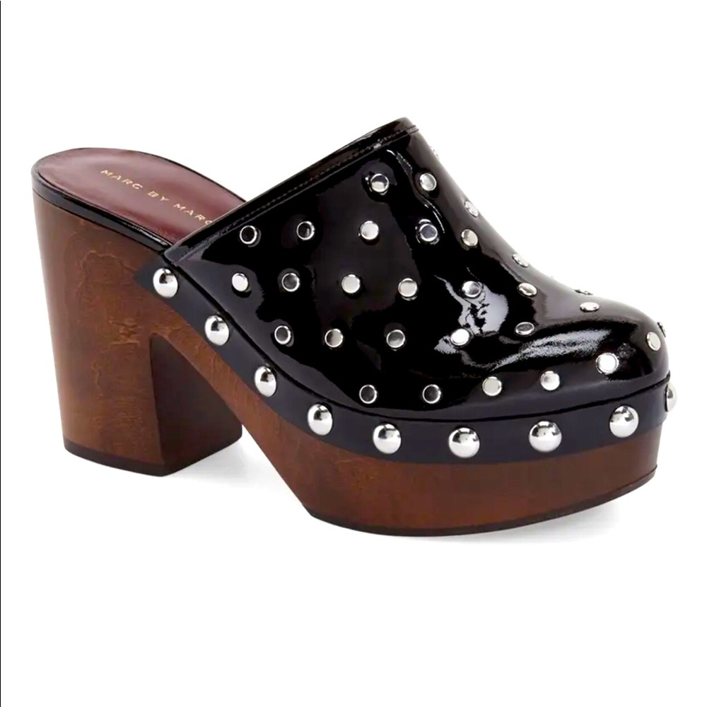 “Dylan” 55mm Nailhead Platform Clog, Women Size 6 US